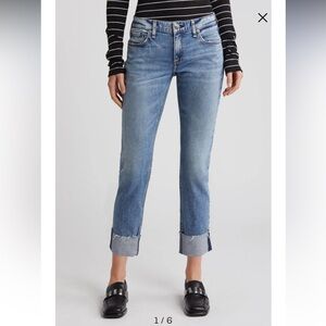 Rag & Bone Dre Slim Boyfriend Jeans Raw Hem Cuffed Mid rise Low Rise Dora 29